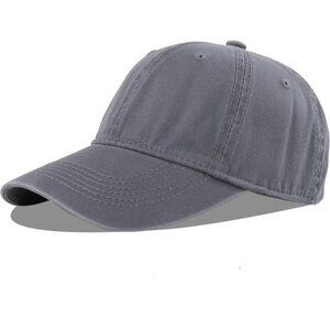 Unisex Grey Baseball Cap Cotton Soft Fits Washed Denim Adjustable Hats